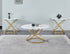 IF-2642 Coffee Table Set, 3Pc, Gold Base, 3Pc, Oval and Round White Top