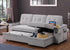 "CHASE" Sectional Sofa, Light Grey, 83" Wide, Pullout Bed, Storage Compartments in Armrests and Chaise, Reversible, USB Charging