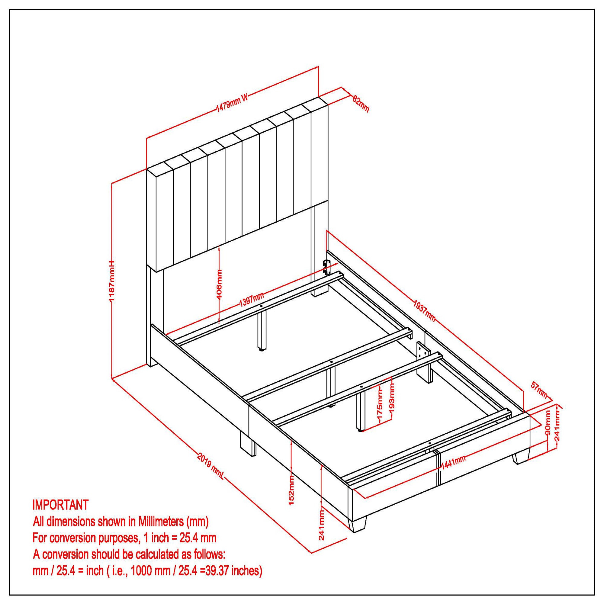 JEDD-54'' BED-CHARCOAL