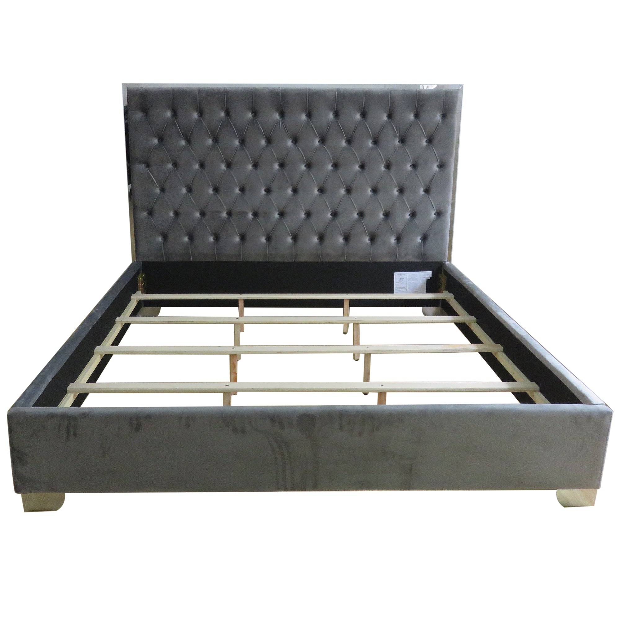 LUCILLE-78'' BED-GREY/SILVER