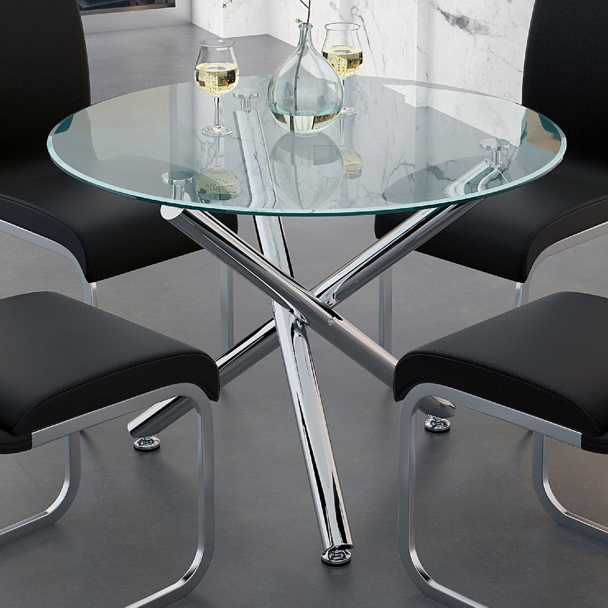 SOLARA II-DINING ROUND TABLE, 40"DIA - CHROME