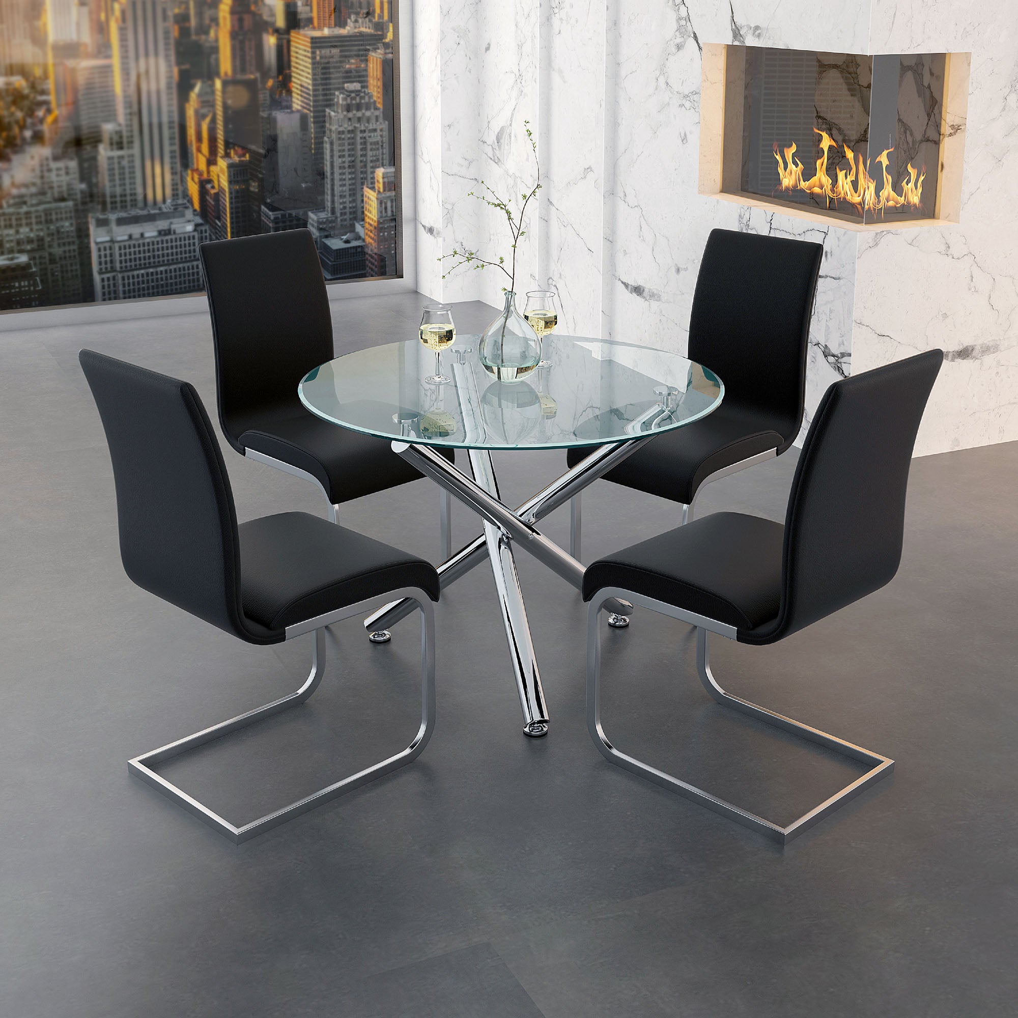 SOLARA II-DINING ROUND TABLE, 40"DIA - CHROME