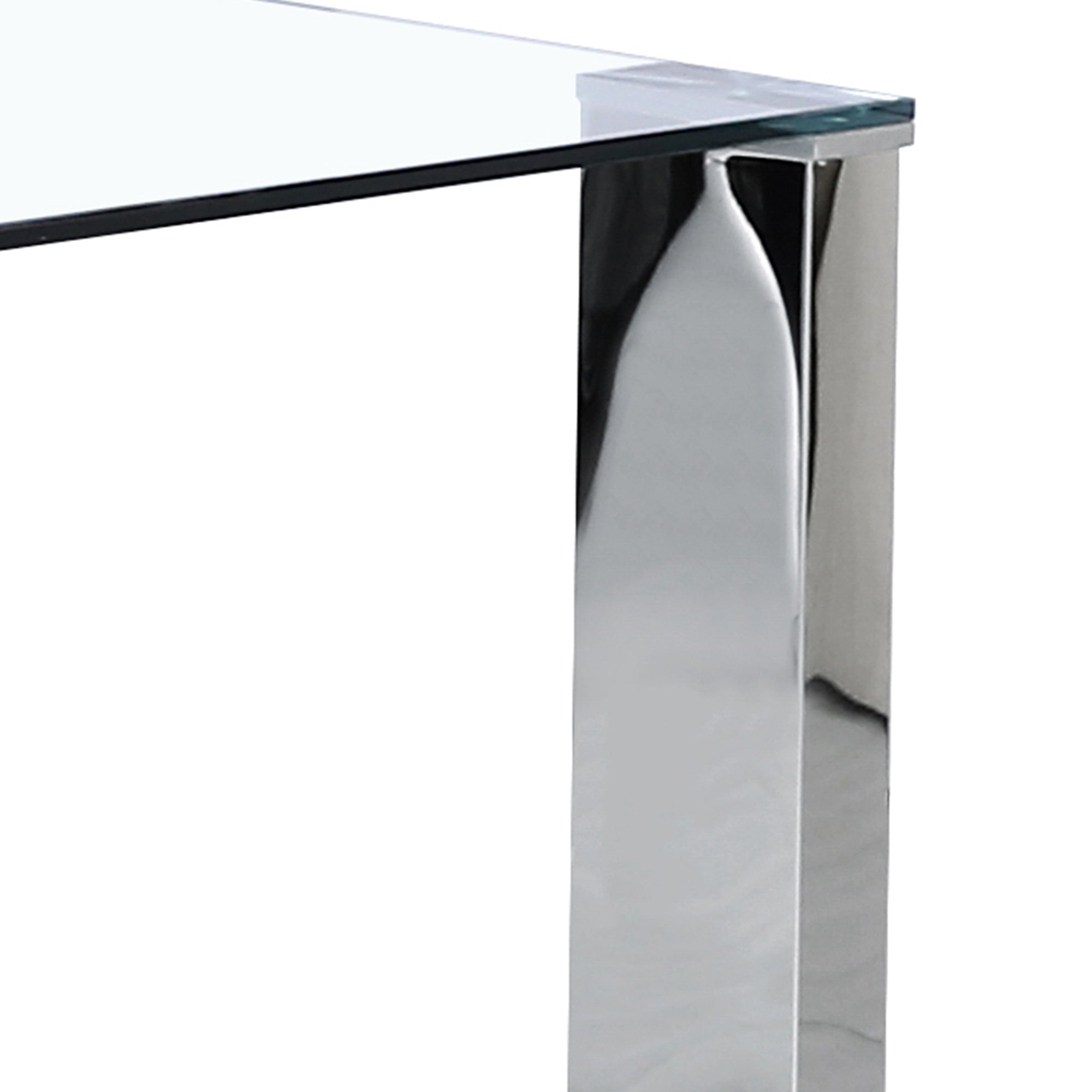 FRANKFURT 55" DINING TABLE-STAINLESS STEEL & GLASS