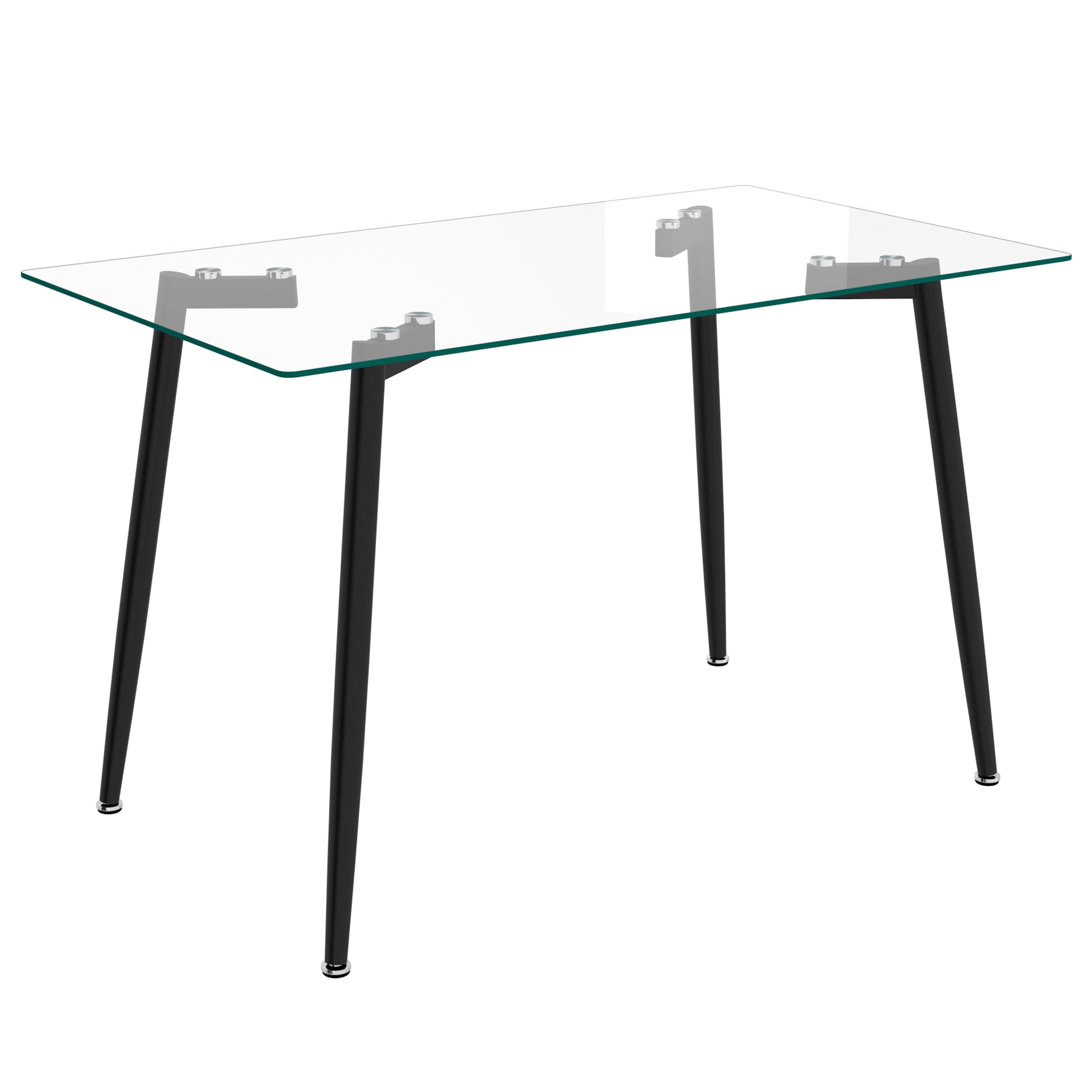 ABBOT- 48" DINING TABLE-CLEAR GLASS / BLACK