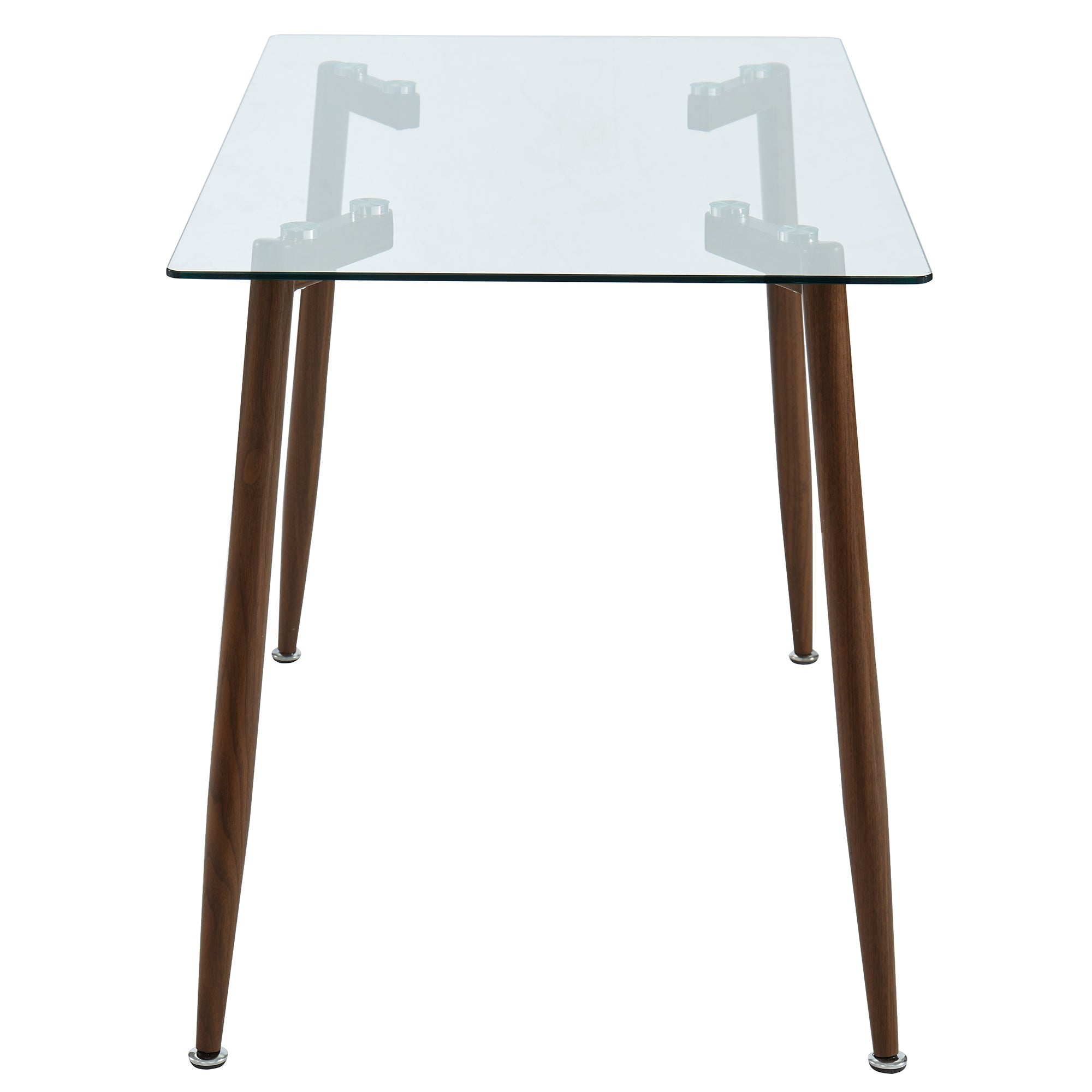 ABBOT 48" CLEAR GLASS DINING TABLE-WALNUT