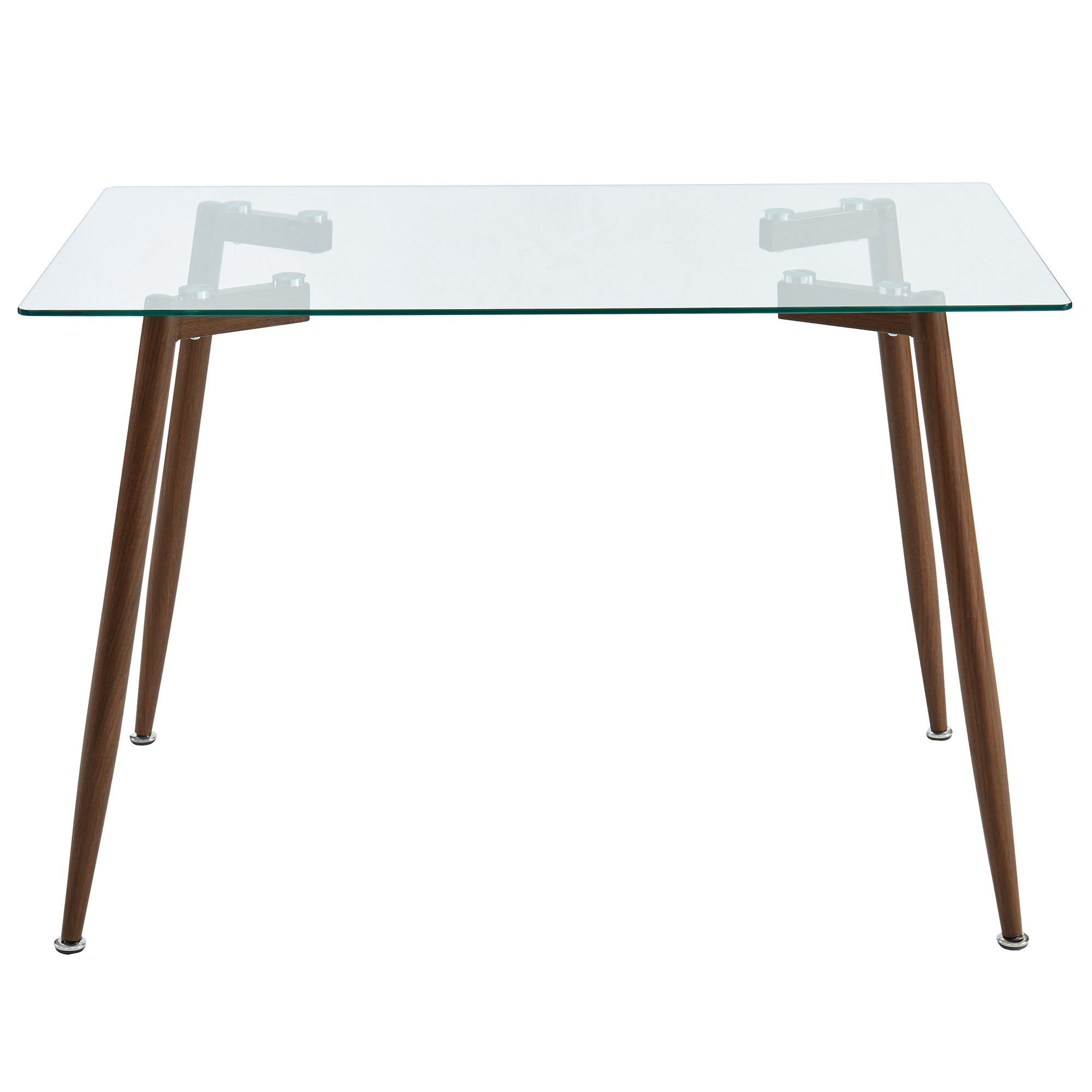 ABBOT 48" CLEAR GLASS DINING TABLE-WALNUT