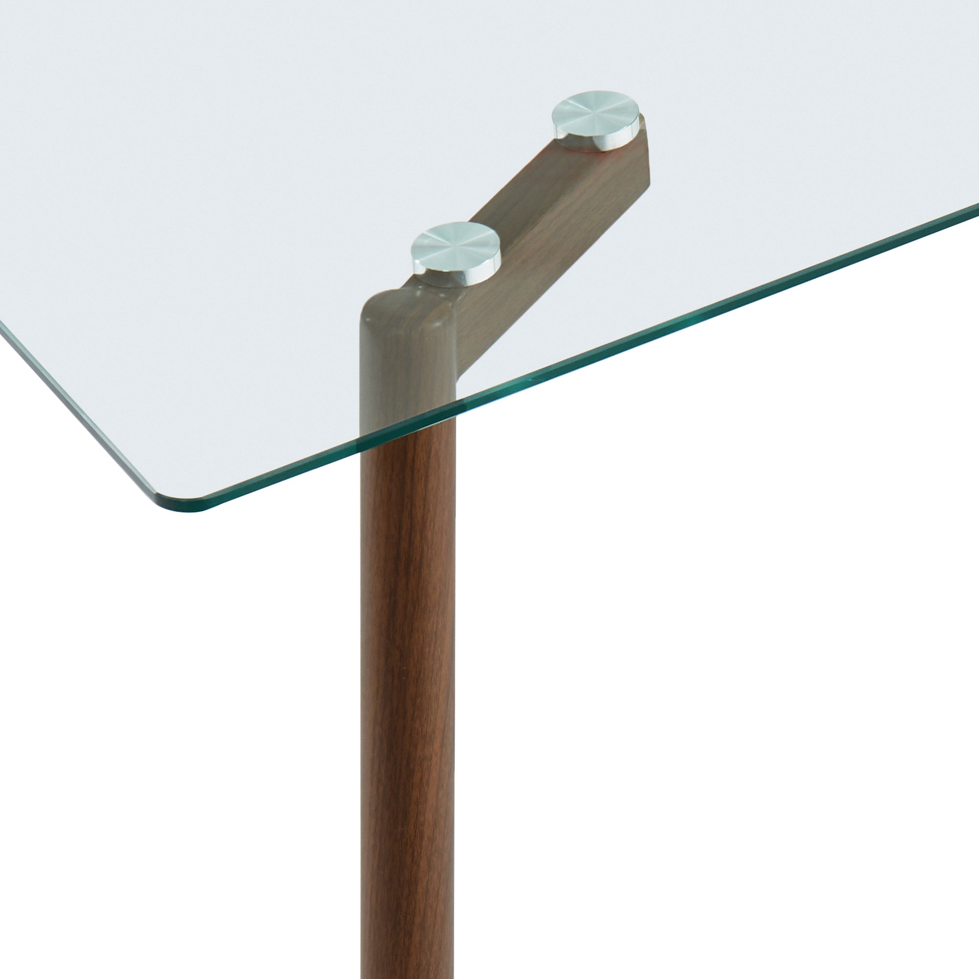ABBOT 48" CLEAR GLASS DINING TABLE-WALNUT