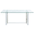 EROS-71" DINING TABLE-SILVER & GLASS