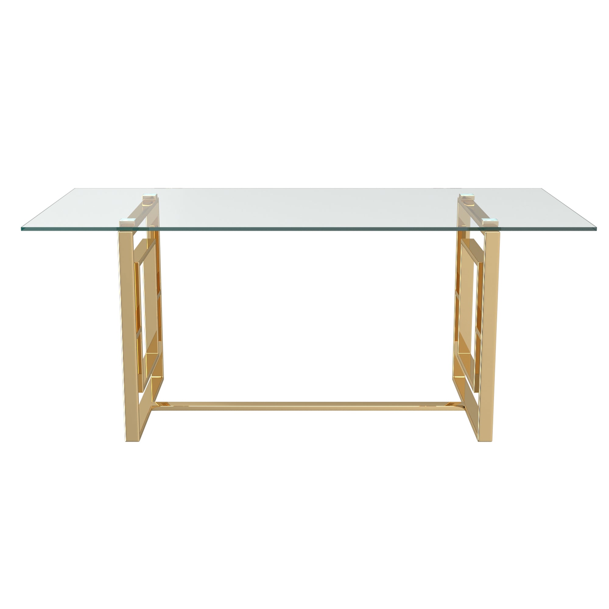 EROS- 71" DINING TABLE-GOLD & GLASS