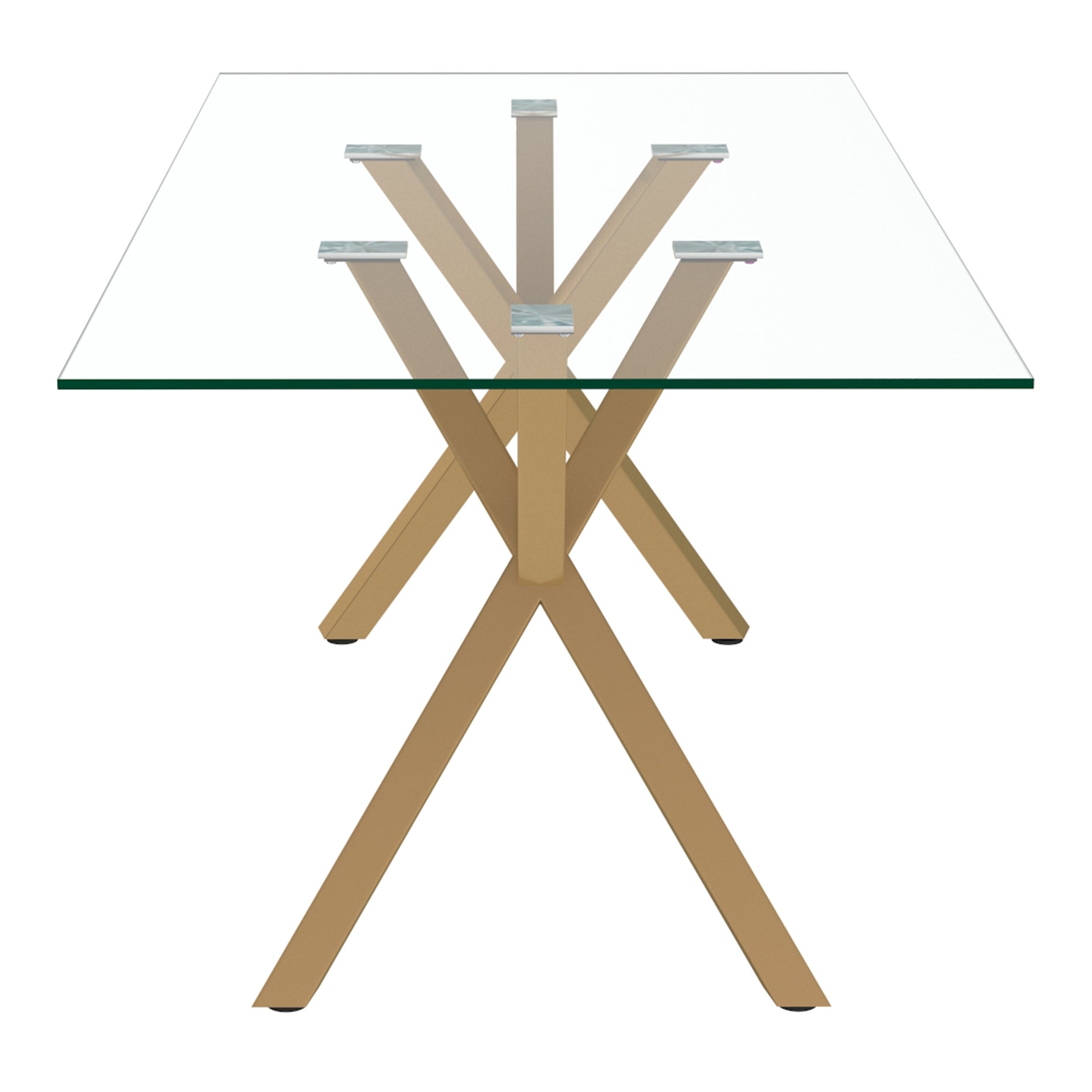 STARK 71" GLASS DINING TABLE GOLD