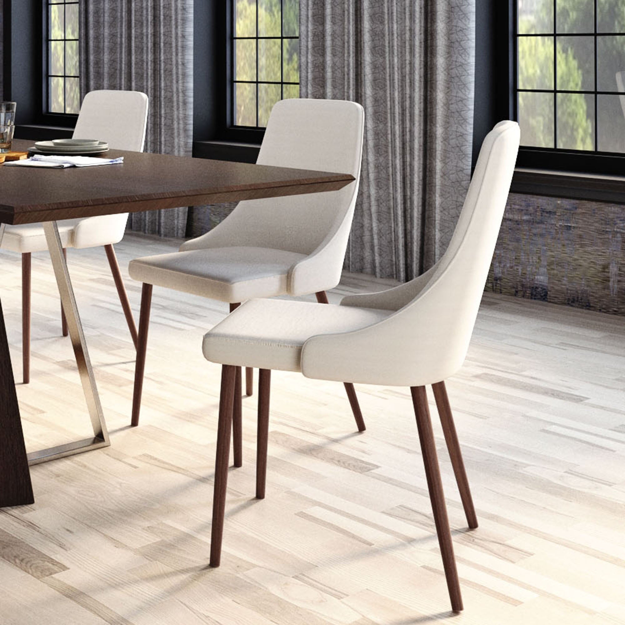 DRAKE 71" DINING TABLE / CORA BEIGE CHAIRS - 7PC DINING SET