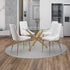 CARMILLA 40" ROUND GLASS TABLE WITH WHITE CHAIRS - 5PC DINING  SET