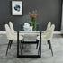 FRANCO 55" BLACK & GLASS DINING TABLE / OLLY BEIGE CHAIRS - 5PC DINING SET