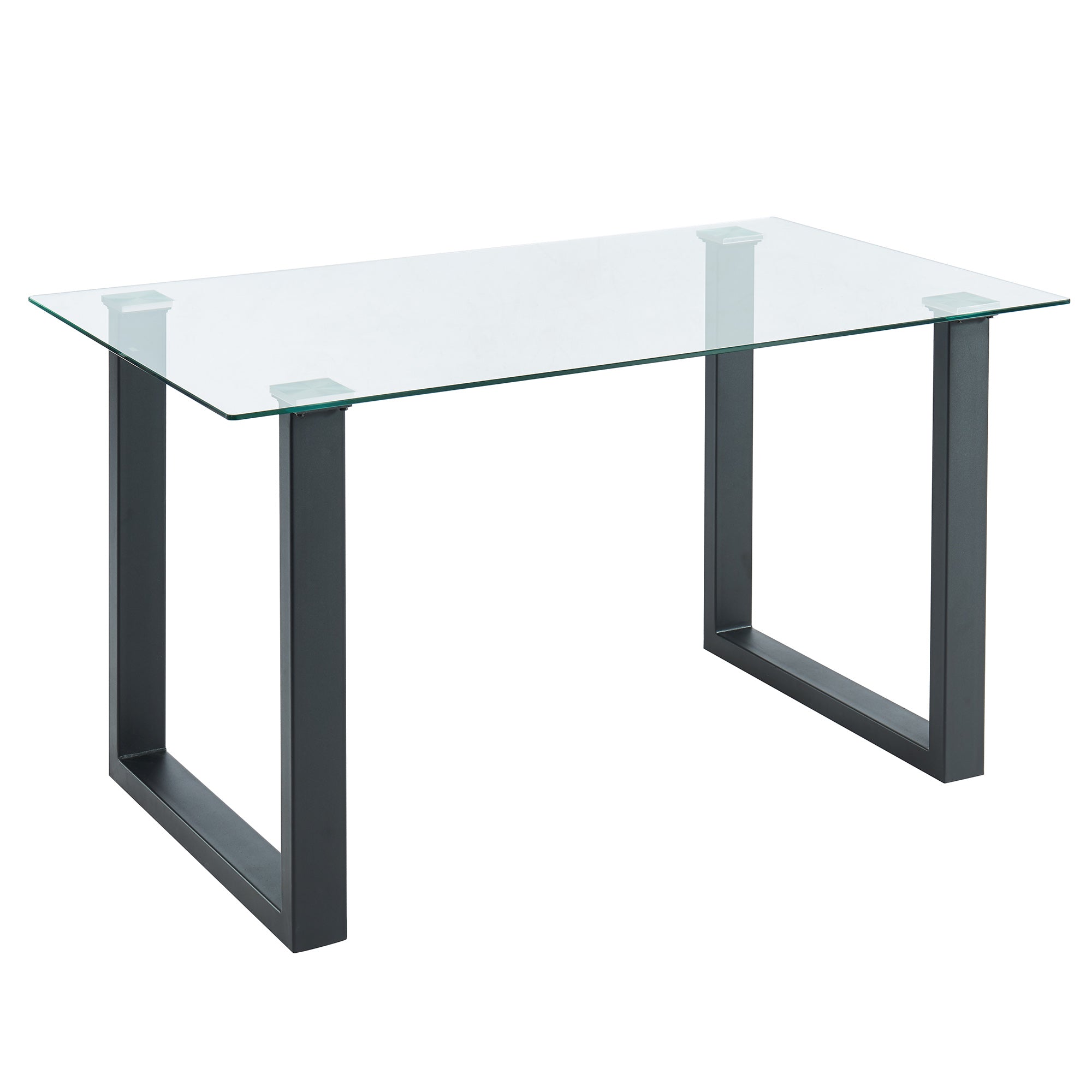 FRANCO 55" BLACK & GLASS DINING TABLE / OLLY GREY CHAIRS - 5PC DINING SET