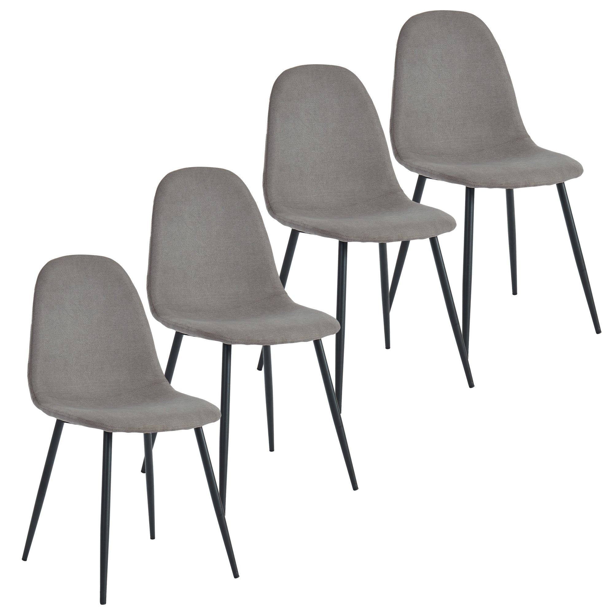FRANCO 55" BLACK & GLASS DINING TABLE / OLLY GREY CHAIRS - 5PC DINING SET