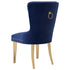 EROS 71" GOLD & GLASS TABLE / MIZAL NAVY BLUE CHAIRS - 5PC DINING SET