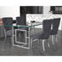 EROS 71" CHROME AND GLASS TABLE / HOLLIS GREY CHAIRS - 5PCS DINING SET