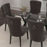 STARK 71" GLASS DINING TABLE BLACK / RIZZO GREY CHAIRS - 7PC DINING SET