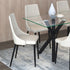 STARK 71" GLASS DINING TABLE BLACK / VENICE BEIGE CHAIRS -7PC DINING SET