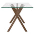 STARK 71" GLASS DINING TABLE WALNUT / MAXIM WHITE CHAIRS-7PC DINING SET