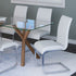 STARK 71" GLASS DINING TABLE WALNUT / MAXIM WHITE CHAIRS-7PC DINING SET