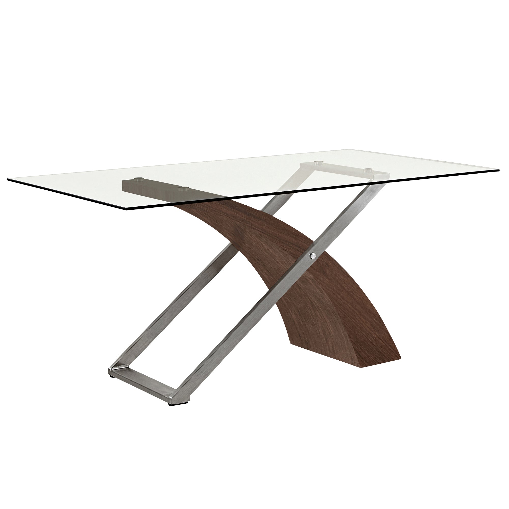 VENETA 71" GLASS & WALNUT TABLE / SILVANO GREY-7PC DINING SET