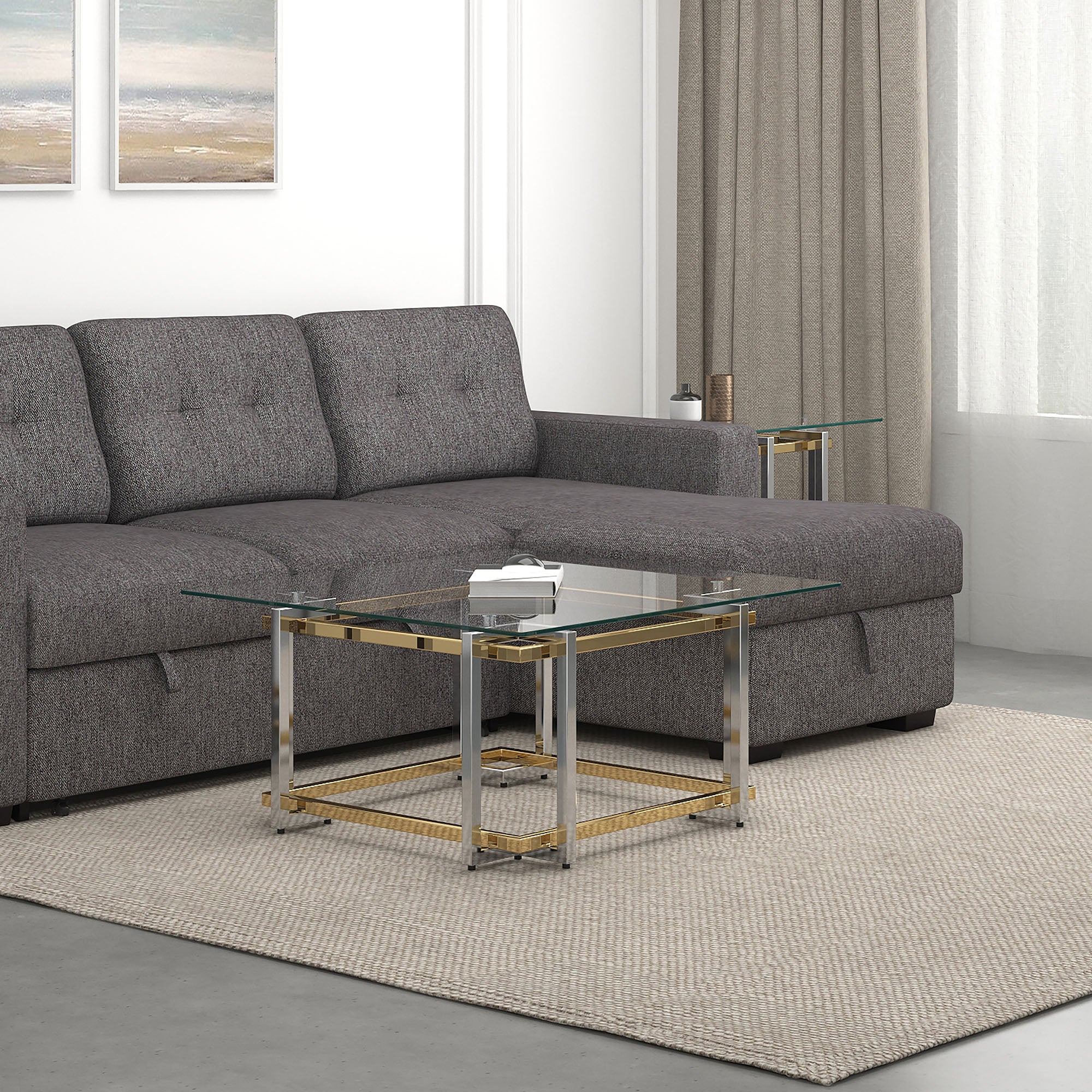 FLORINA-SQ COFFEE TABLE-SILVER/GOLD