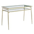 DINING TABLE 48" TWO TIER GOLD METAL AND GLASS   JL-DINING