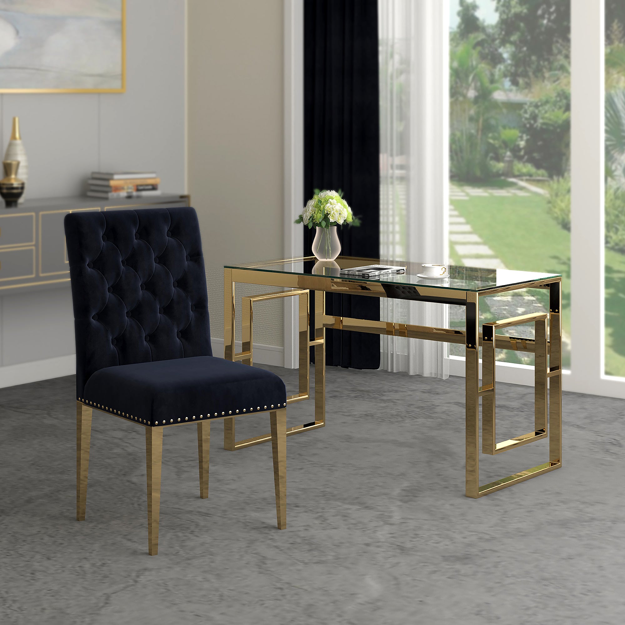 EROS-DESK-GOLD & GLASS