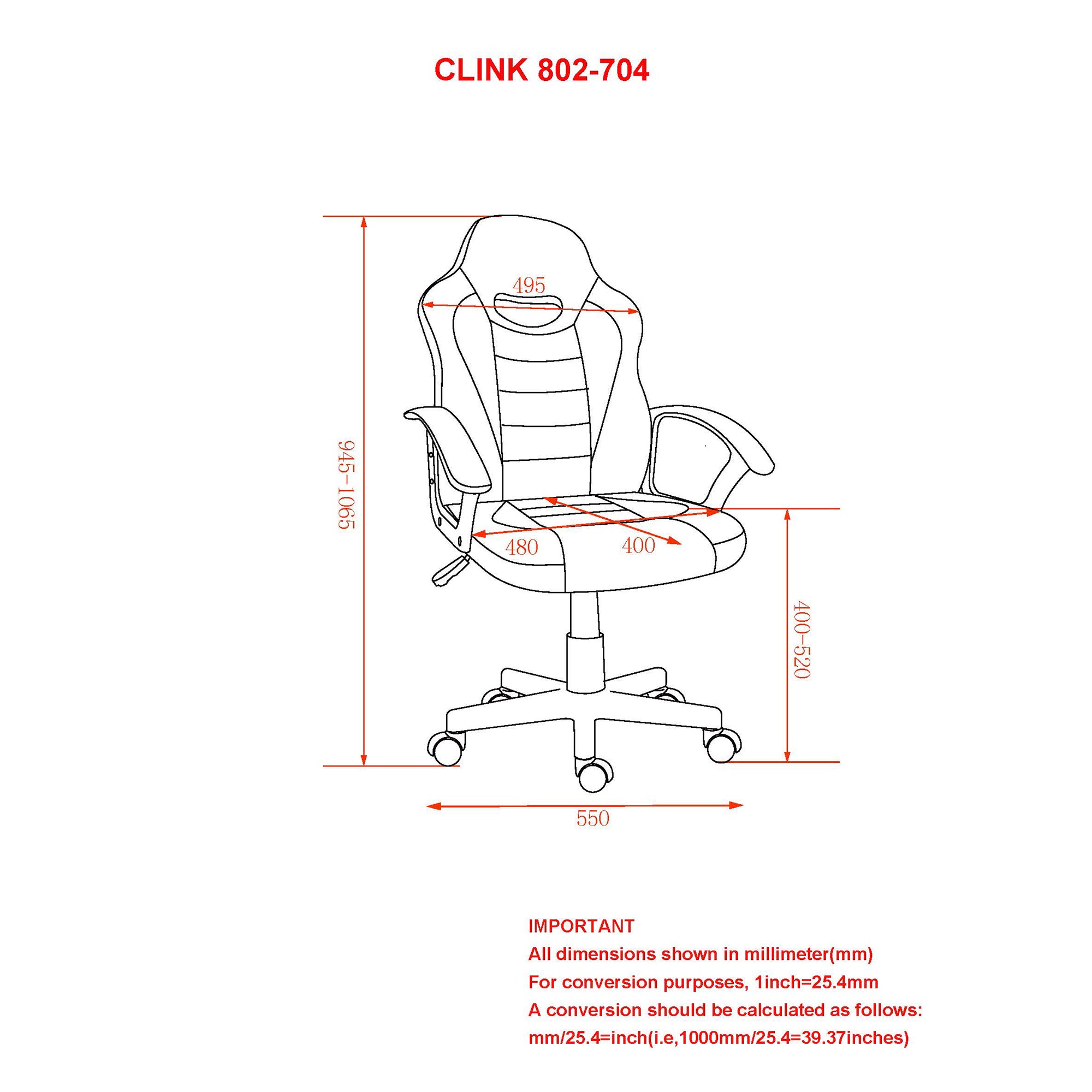 CLINK-OFFICE CHAIR-RED/BLACK
