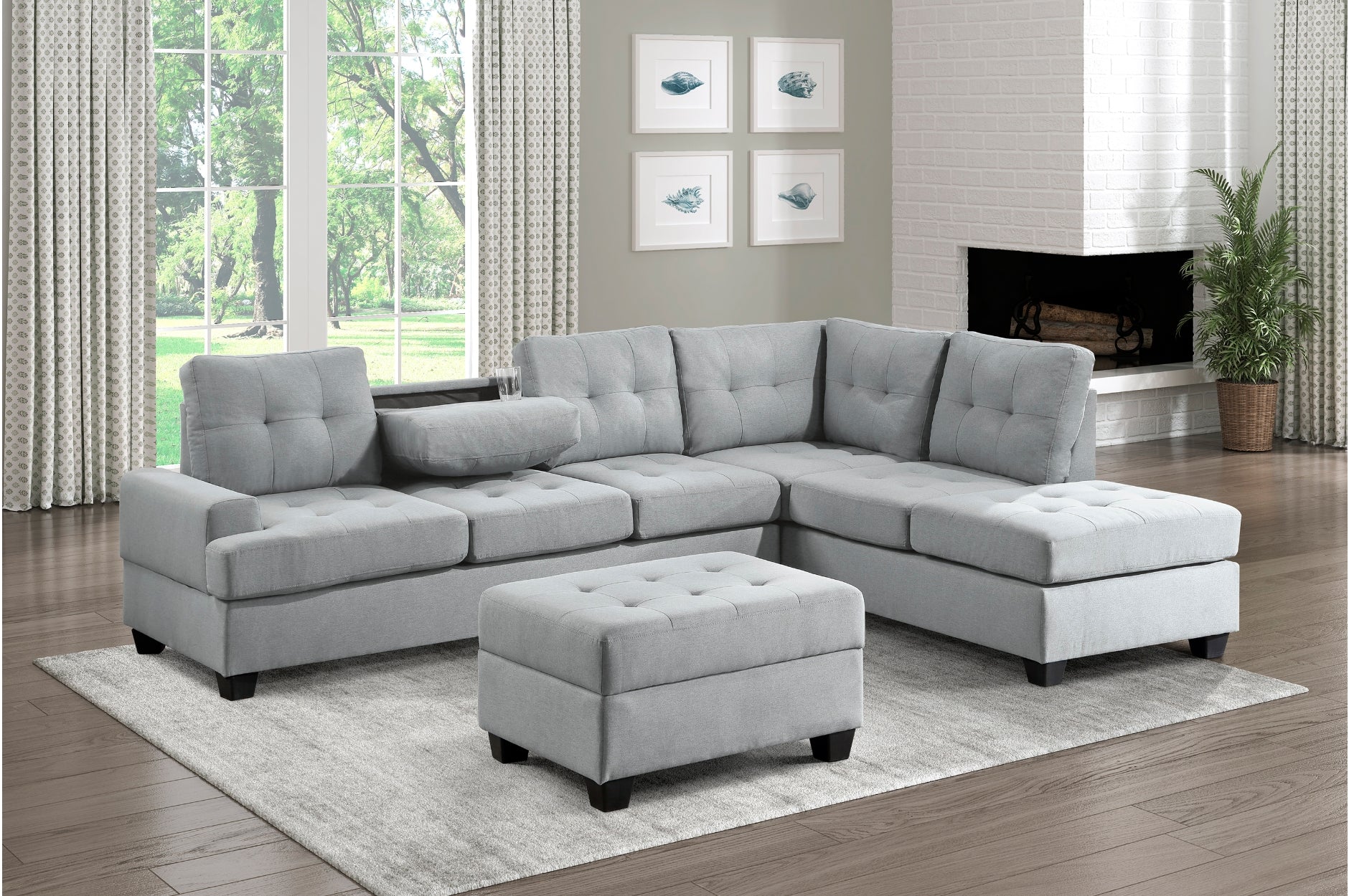 Sectional Sofa Chaise Grey - MZ 9367GY