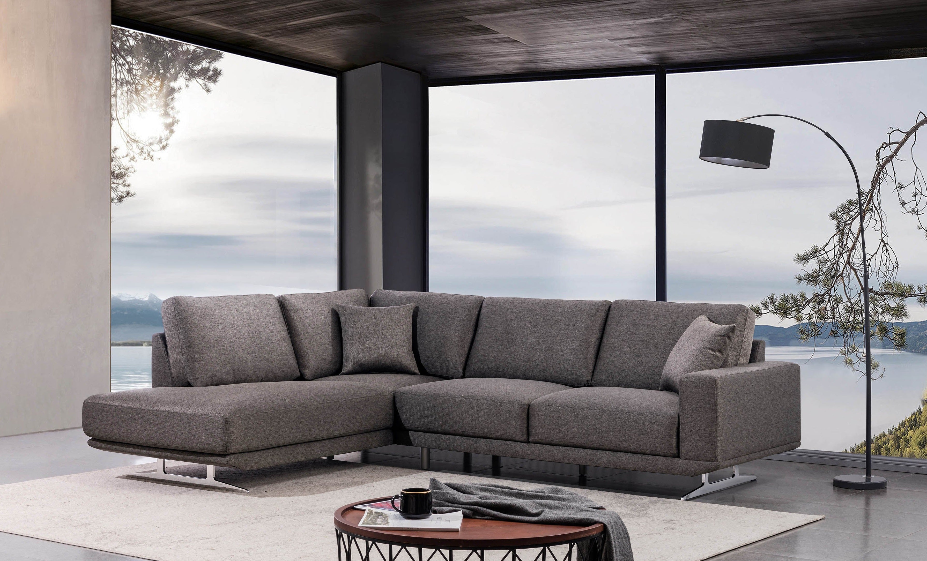 Sectional Sofa In Grey Velvet  MZ-62223GY