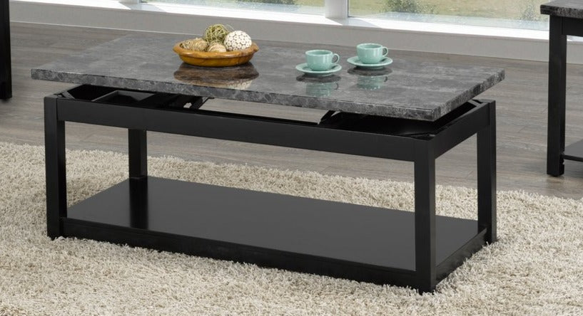 3Pc Lift Coffee Table Set - Grey Marble IF-2046