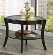 3 Piece Oval Coffee Table Set  Wood & Glass  IF-2060