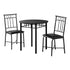 MN-111013    Dining Table Set, 3Pcs Set, Metal, Small, 30" Round, Kitchen, Metal, Laminate, Black, Contemporary, Modern