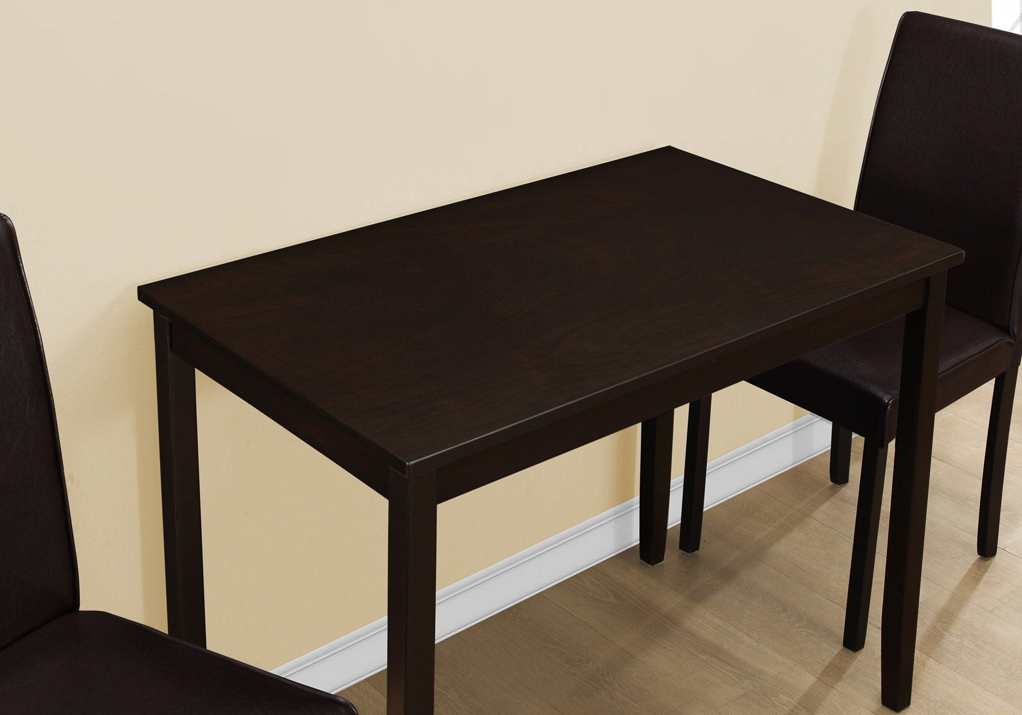 MN-121015    Dining Table Set, 3Pcs Set, Wood, Small, 39" Rectangular, Kitchen, Wooden, Laminate, Dark Brown, Contemporary, Modern