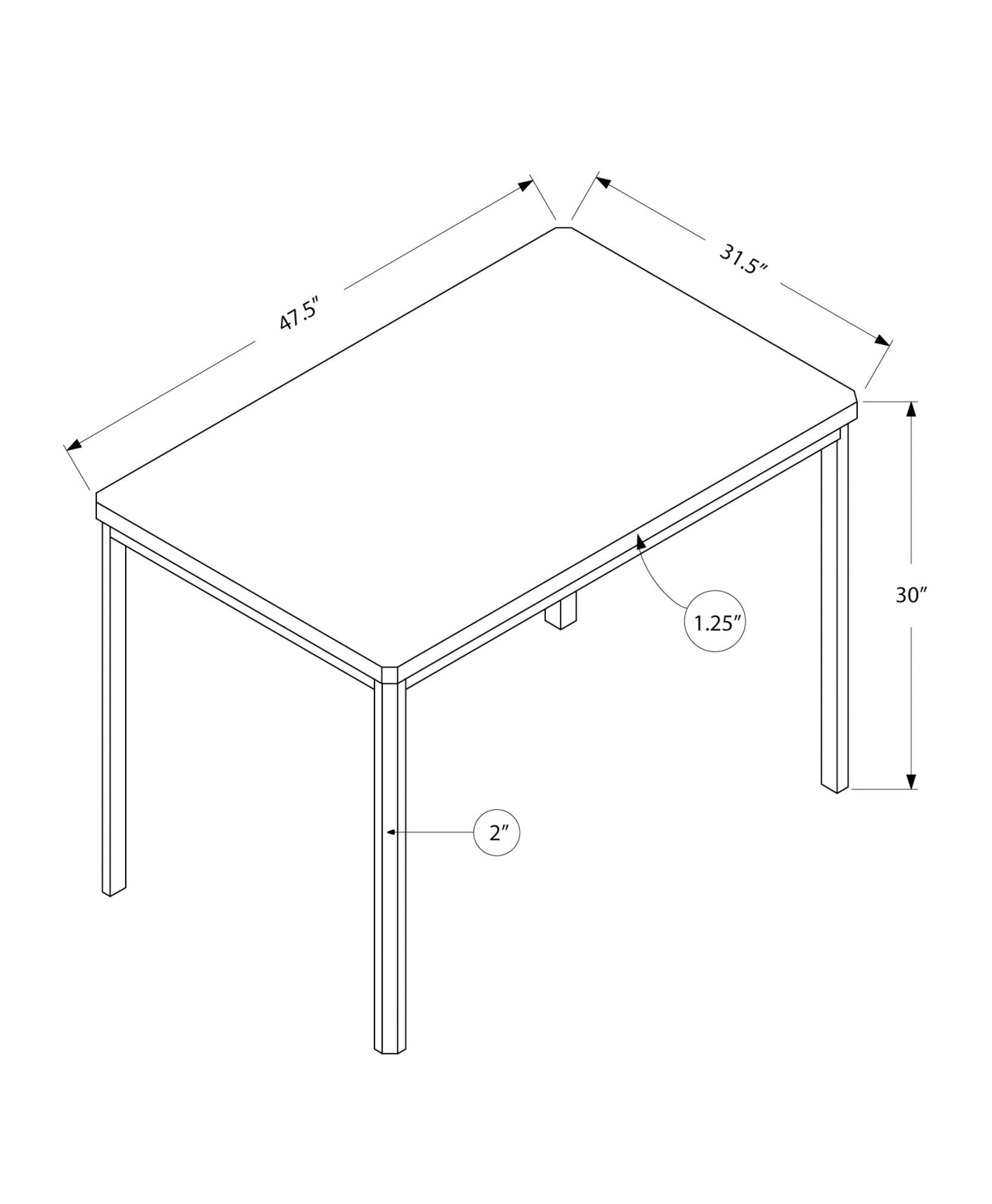 MN-231042    Dining Table, 48" Rectangular, Metal, Kitchen, Dining Room, Metal Legs, Laminate, Dark Taupe, Chrome, Contemporary, Modern