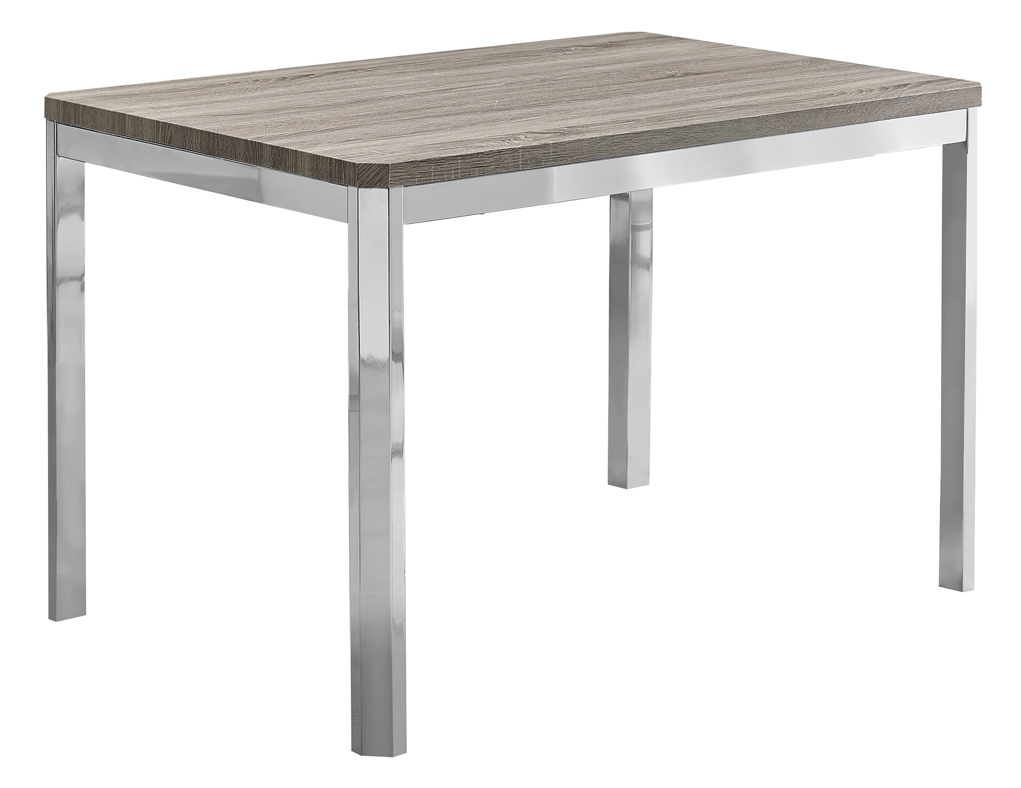 MN-231042    Dining Table, 48" Rectangular, Metal, Kitchen, Dining Room, Metal Legs, Laminate, Dark Taupe, Chrome, Contemporary, Modern
