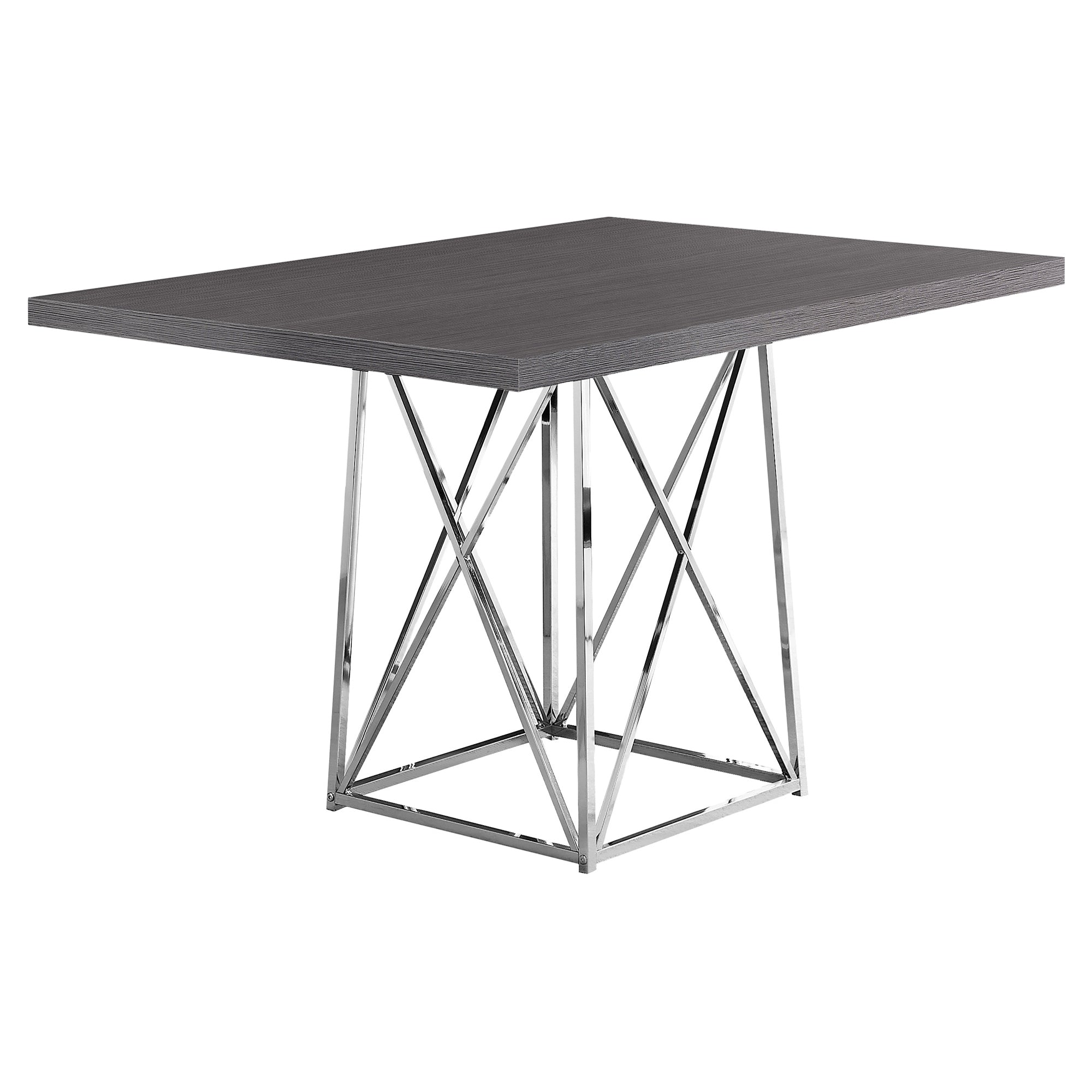 MN-301059    Dining Table, 48" Rectangular, Metal, Kitchen, Dining Room, Metal Base, Laminate, Grey, Chrome, Contemporary, Modern