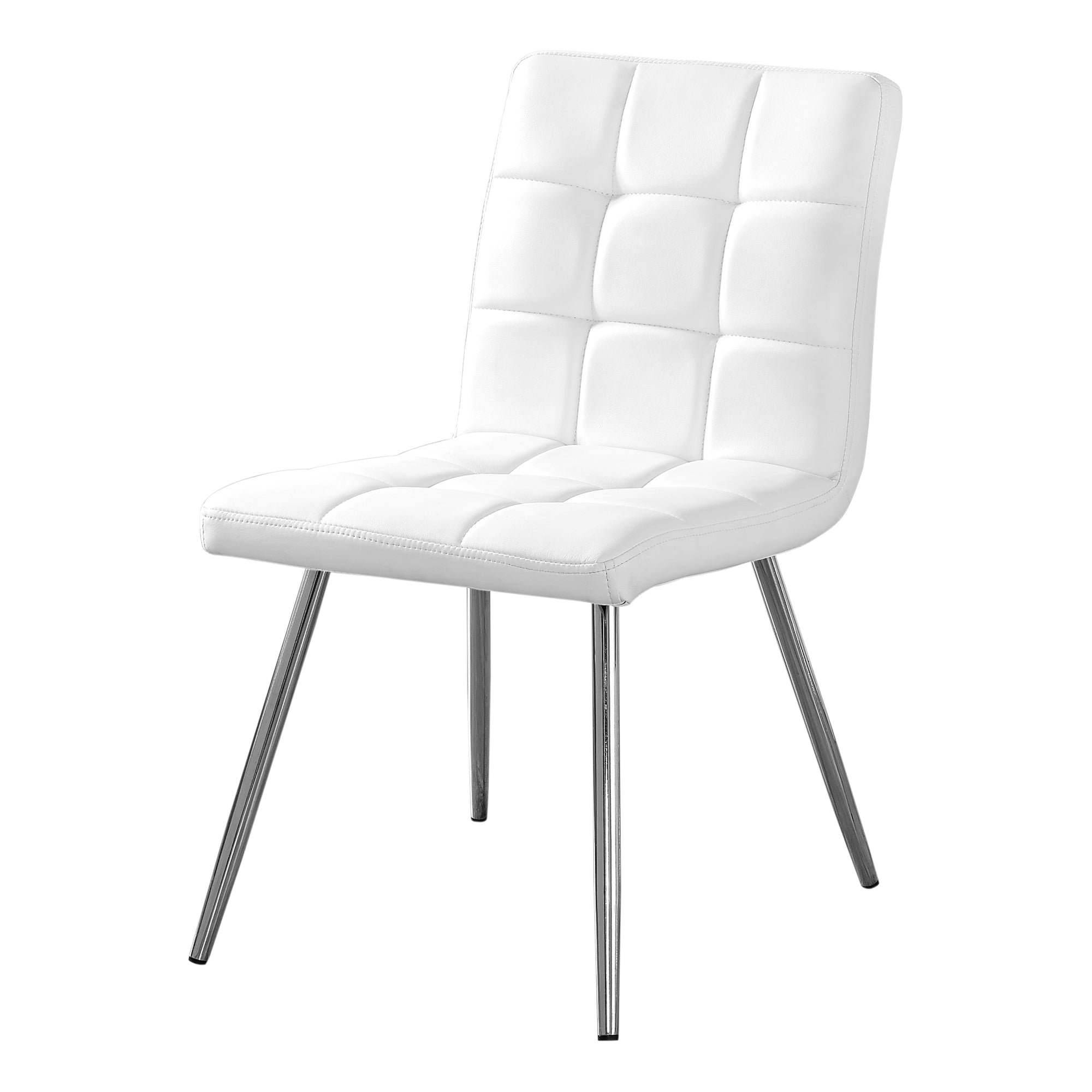 MN-361071    Dining Chair, Set Of 2, Side, Pu Leather-Look, Upholstered, Metal Legs, Kitchen, Dining Room, Leather Look, Metal Legs, White, Chrome, Contemporary, Modern