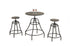MN-421085    Dining Table Set, 3Pcs Set, Metal, Small, 28" Round, Pub Height, Kitchen, Metal, Laminate, Brown, Industrial, Rustic