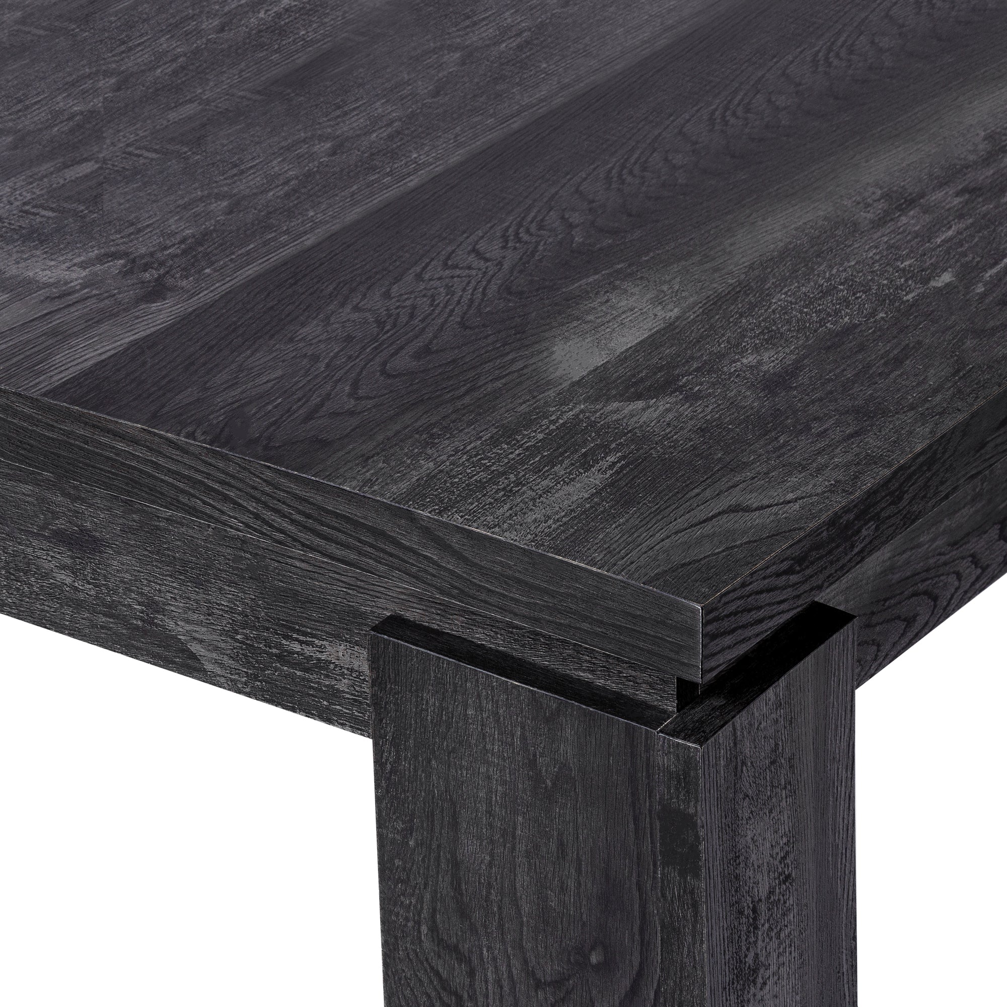 MN-451089    Dining Table, 60" Rectangular, Kitchen, Dining Room, Laminate, Black Reclaimed Wood Look, Contemporary, Modern