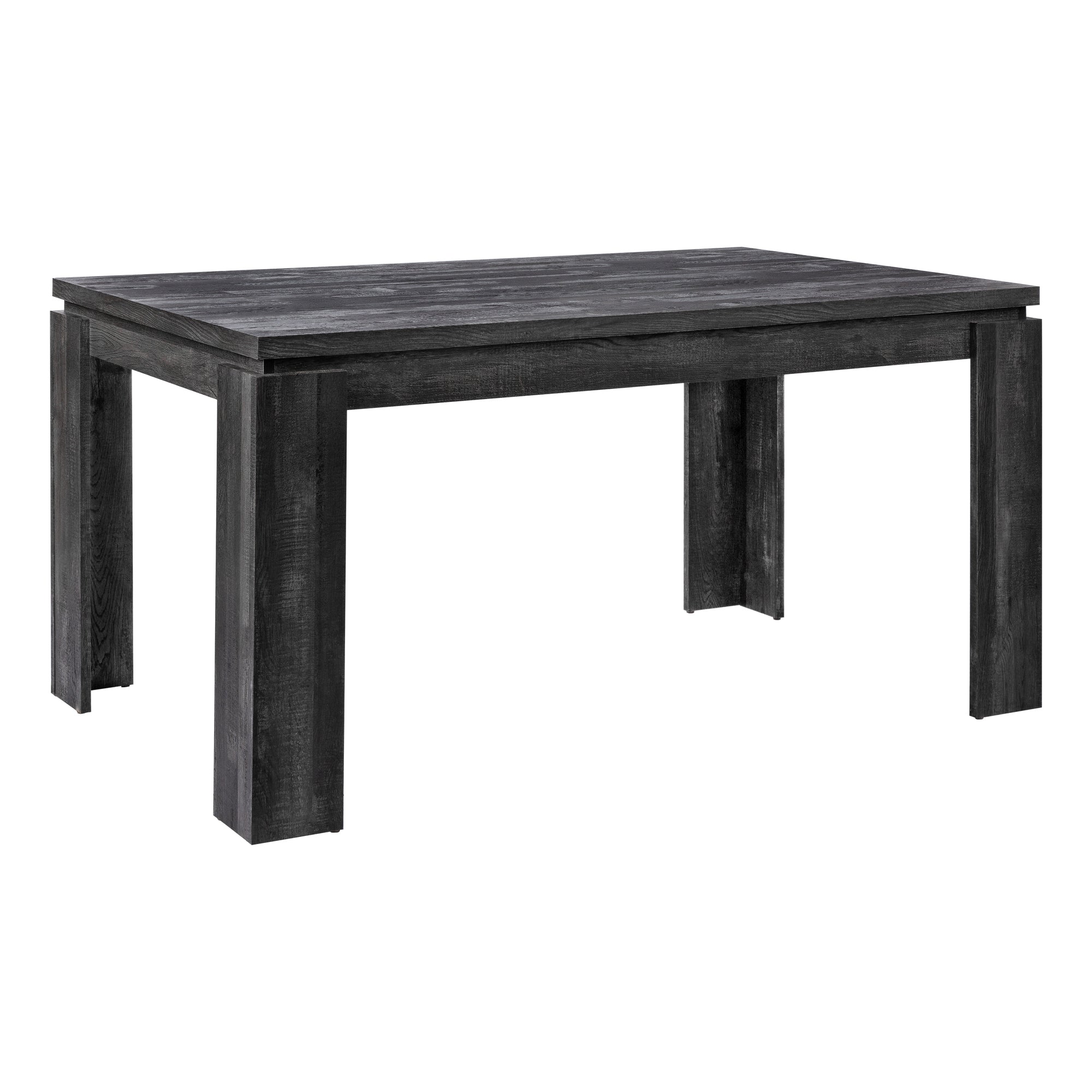 MN-451089    Dining Table, 60" Rectangular, Kitchen, Dining Room, Laminate, Black Reclaimed Wood Look, Contemporary, Modern