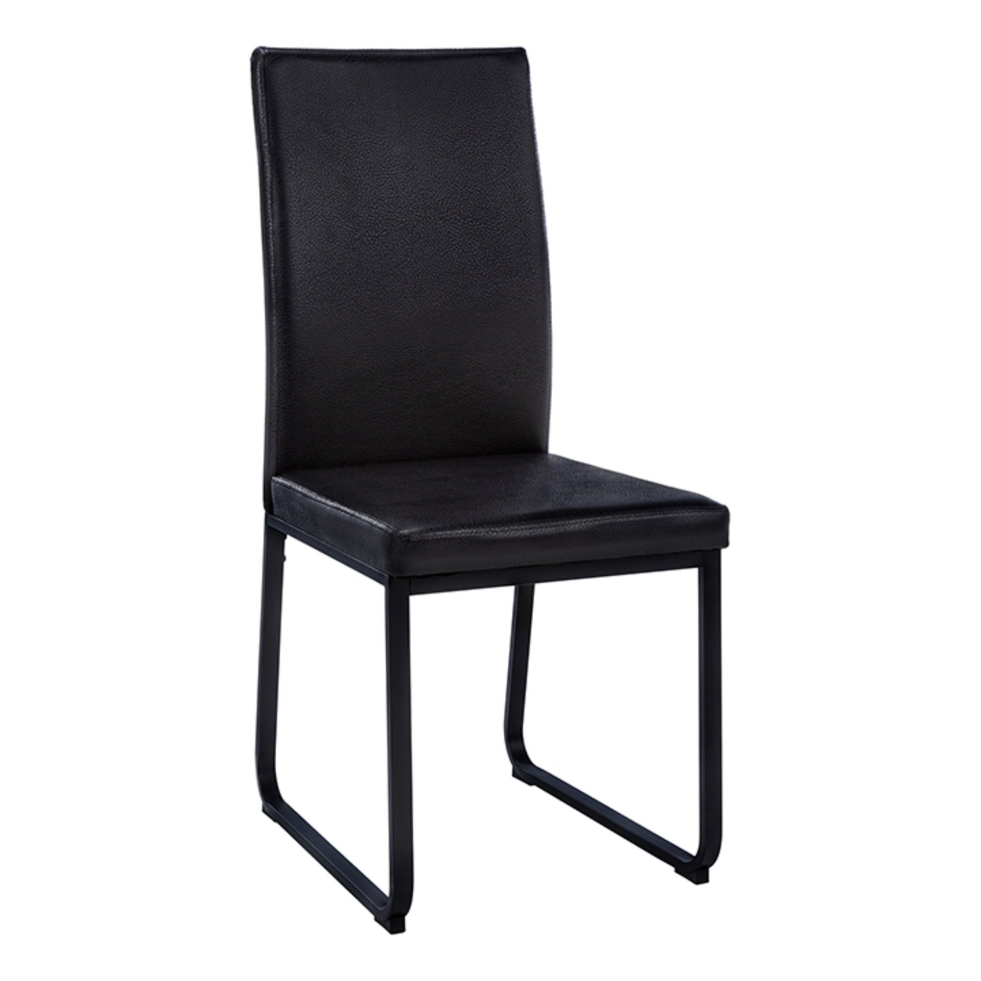 MN-521106    Dining Chair, Set Of 2, Side, Pu Leather-Look, Upholstered, Metal Legs, Kitchen, Dining Room, Leather Look, Metal Legs, Black, Contemporary, Modern