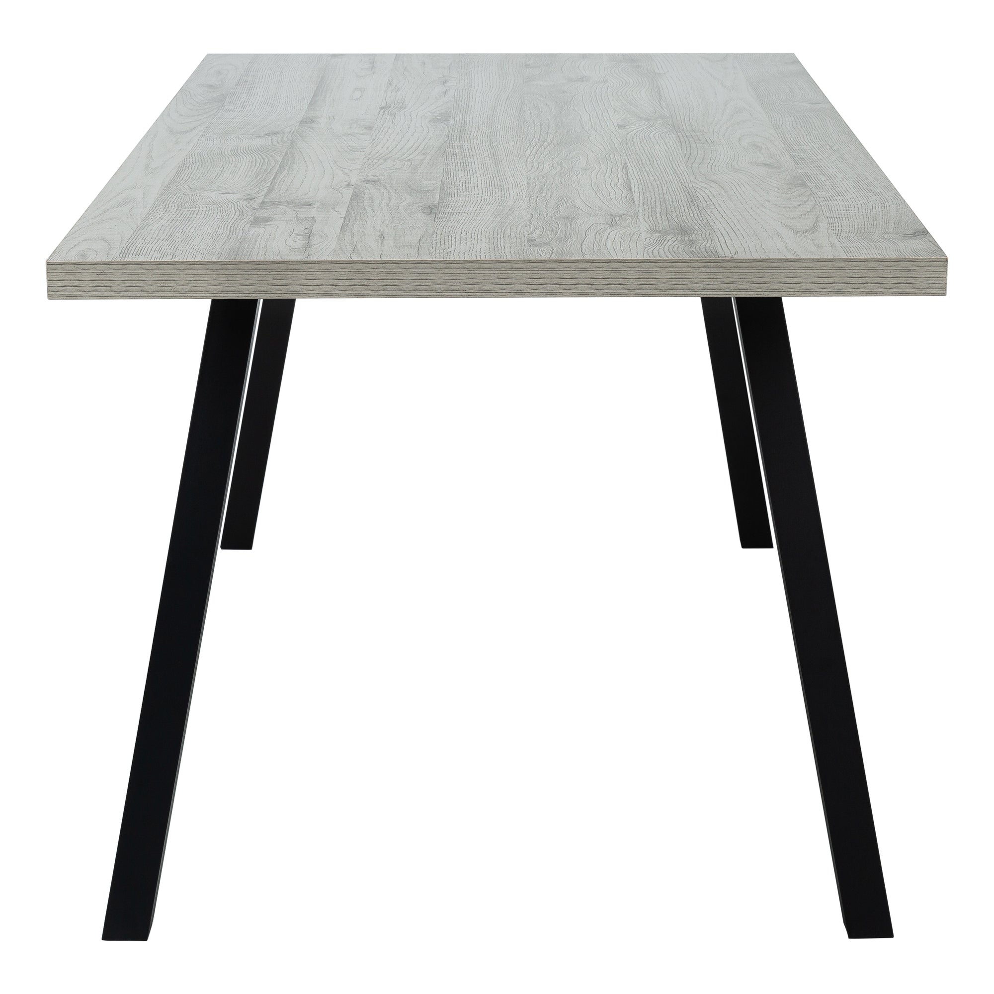 MN-651136    Dining Table, 60" Rectangular, Metal, Kitchen, Dining Room, Metal Legs, Laminate, Grey, Black, Contemporary, Modern