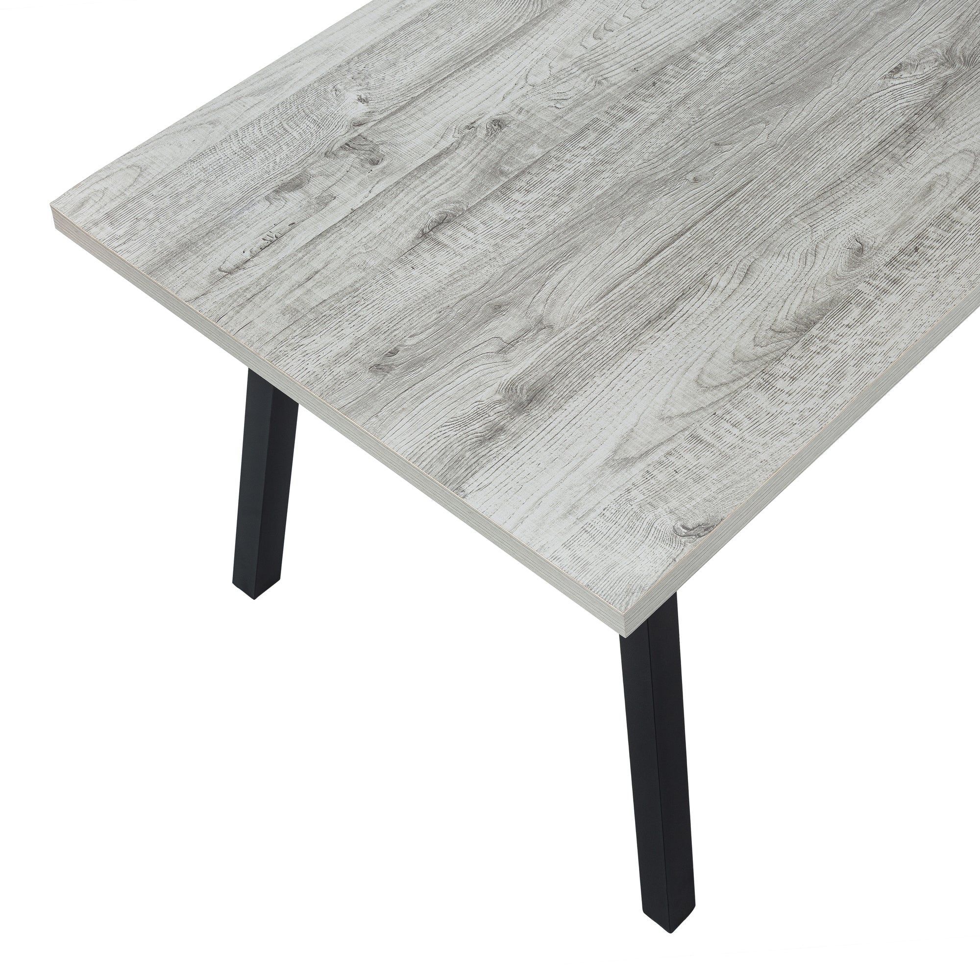 MN-651136    Dining Table, 60" Rectangular, Metal, Kitchen, Dining Room, Metal Legs, Laminate, Grey, Black, Contemporary, Modern