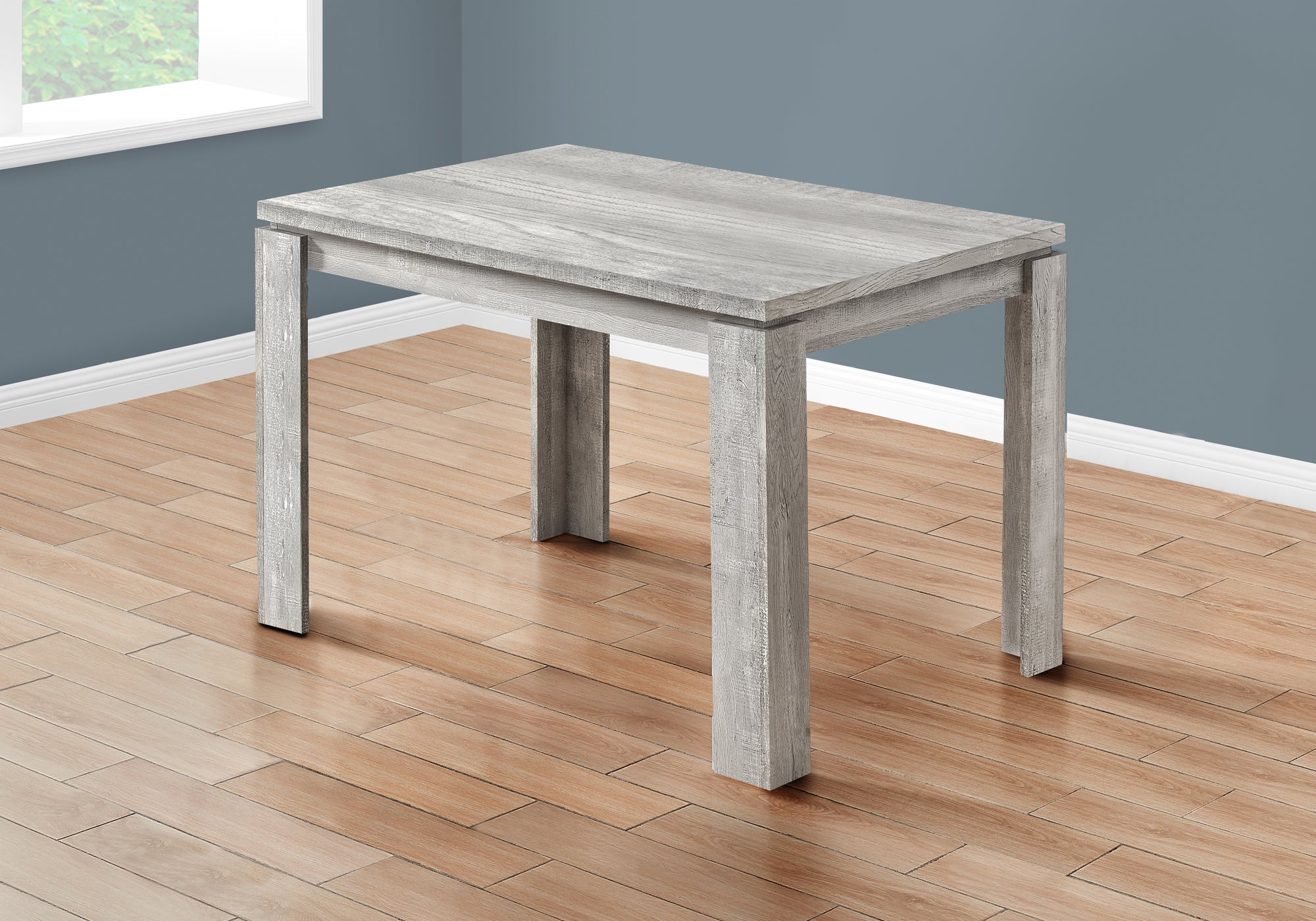 MN-731164    Dining Table, 48" Rectangular, Kitchen, Dining Room, Laminate, Grey Reclaimed Wood Look, Black, Contemporary, Modern
