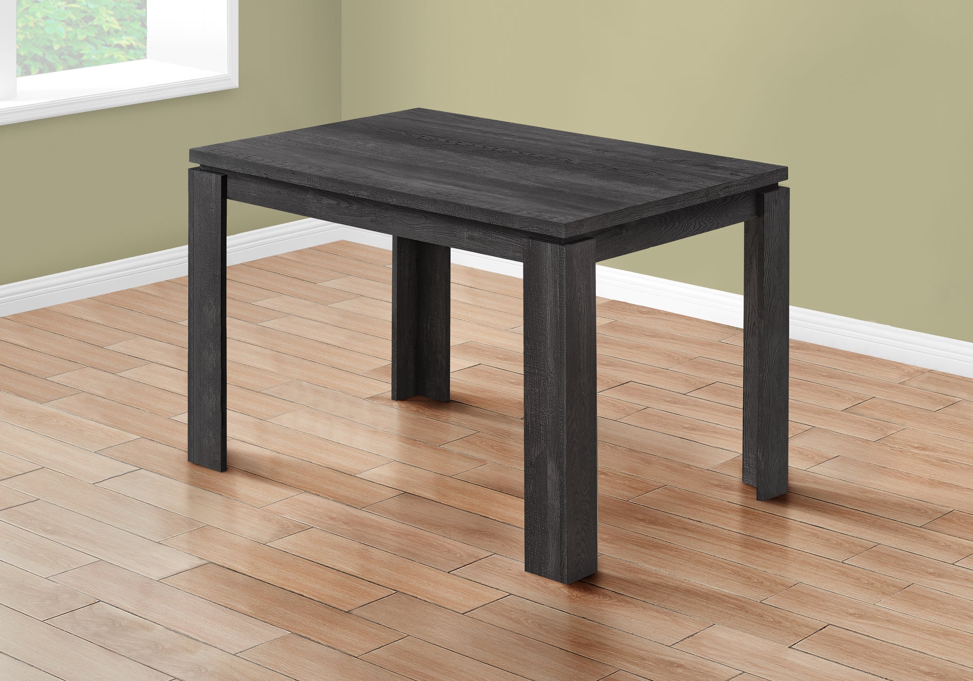MN-751166    Dining Table, 48" Rectangular, Kitchen, Dining Room, Laminate, Black Reclaimed Wood Look, Contemporary, Modern