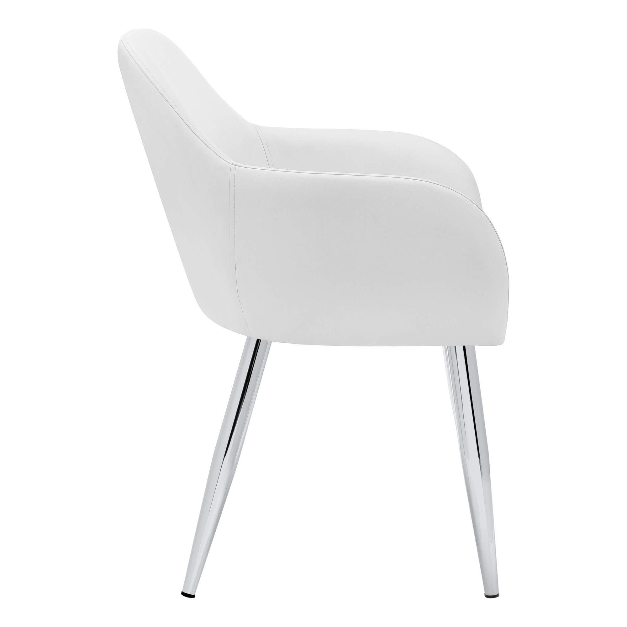 MN-821190    Dining Chair, Set Of 2, Side, Pu Leather-Look, Upholstered, Metal Legs, Kitchen, Dining Room, Leather Look, Metal Legs, White, Chrome, Contemporary, Modern