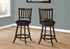 MN-111237    Bar Stool, Set Of 2, Swivel, Counter Height, Wood, Leather Look, Dark Brown, Black, Traditional